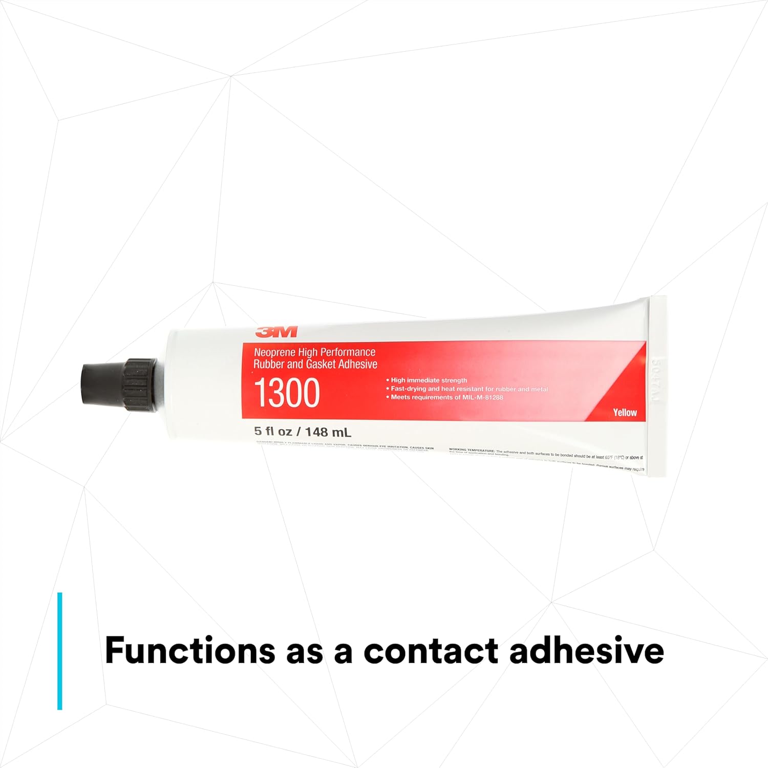 3M Neoprene High Performance Rubber and Gasket Adhesive 1300, Yellow Color, Industrial Grade, Heavy Duty, Gasket Bonding
