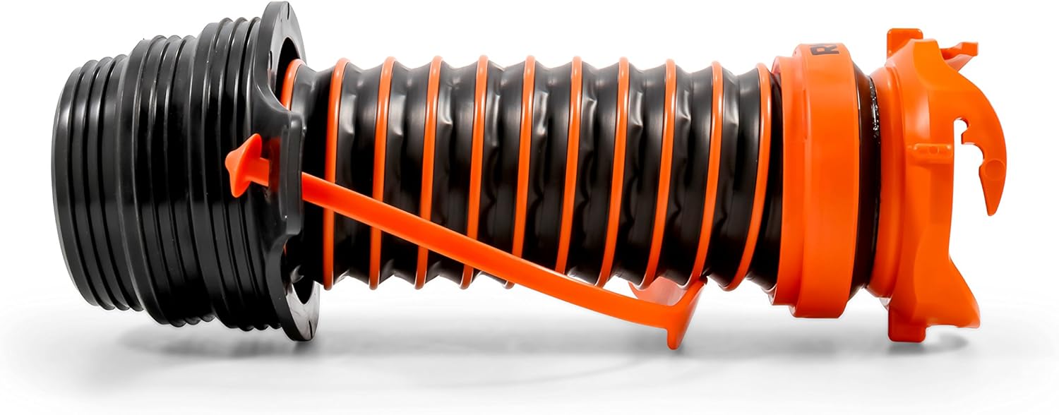 Camco 39319 Flexible 3-in-1 Sewer Hose Seal with RhinoExtreme Hose and Handle- Flexible Fitting Makes Connection to a Sewer