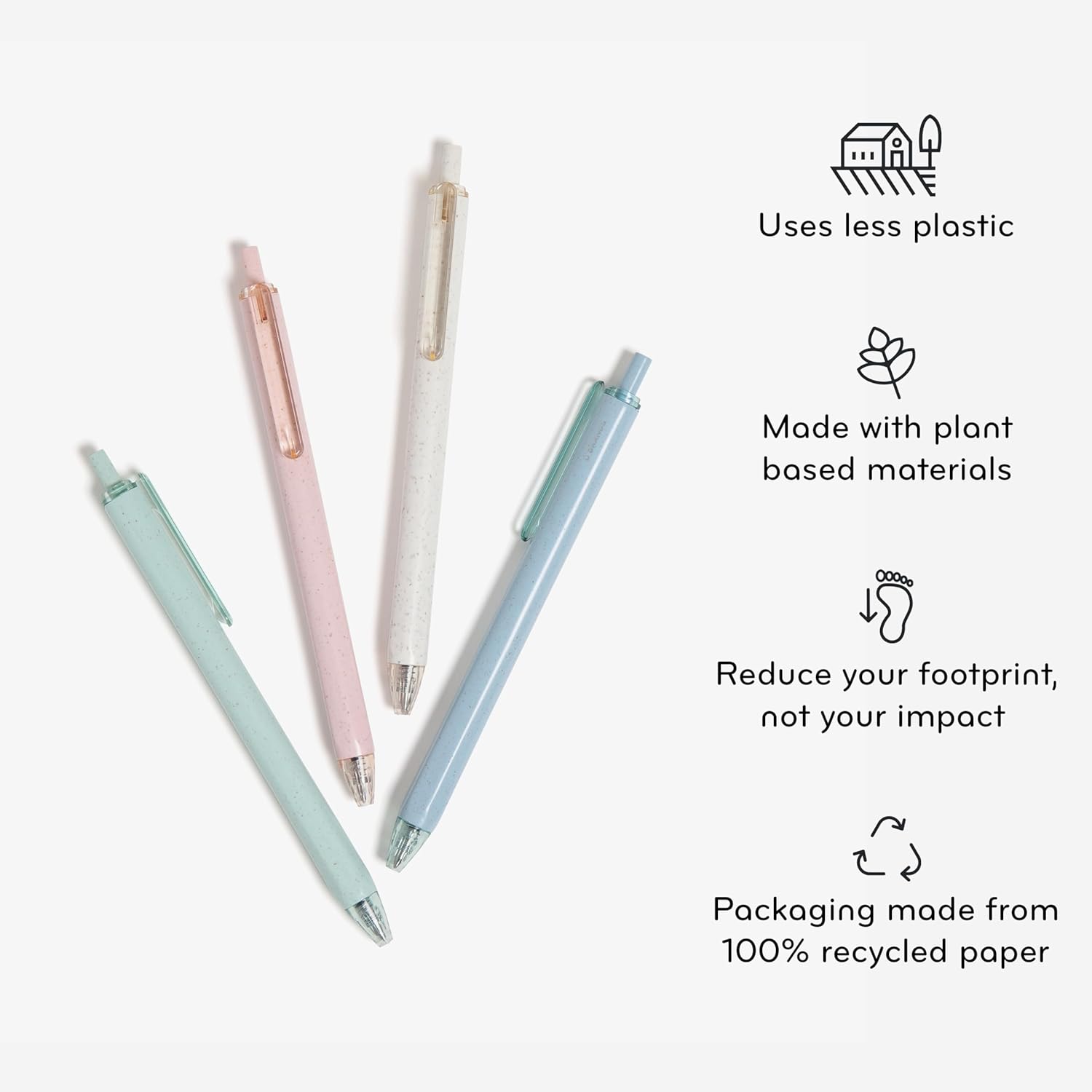 U Brands U-Eco Recycled Gel Click Pens, Set of 12, Pastel Speckle, Medium (0.7 mm) Point, Black Ink 12 Count (Pack of 1)