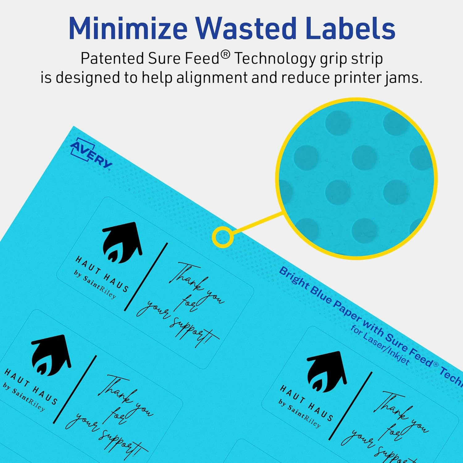 Avery Printable Rectangle Labels, Sure Feed Technology, 1-1/2" x 2-3/4", Bright Blue, Print-to-The-Edge, Laser/Inkjet