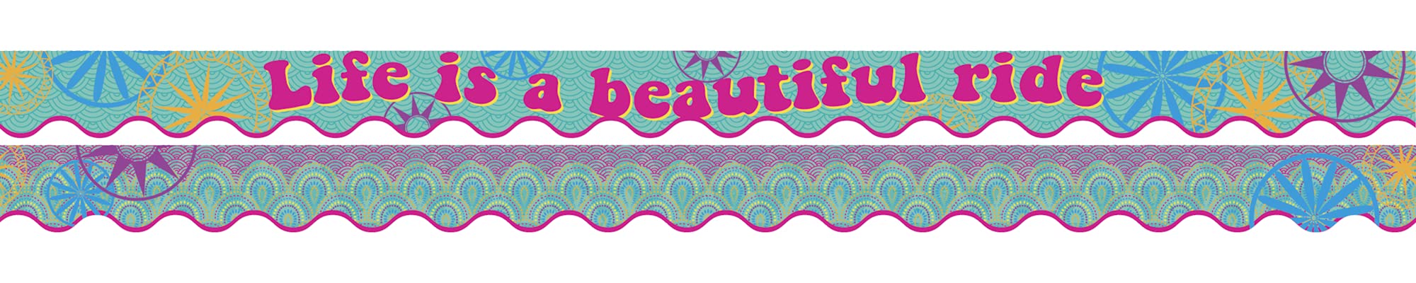 BARKER CREEK Double-Sided Scalloped Border with Inspirational Quote, Bohemian, for Bulletin Boards, Reception Areas, Halls, Break Rooms, Office, School, Home Learning Decor, 2.25” x 39’ (909)
