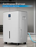 COMMERCIAL COOL 35 Pint Dehumidifier with Adjustable Humidistat, Portable, Home & Kitchen, Basement Use, 3000 Sq. Ft.