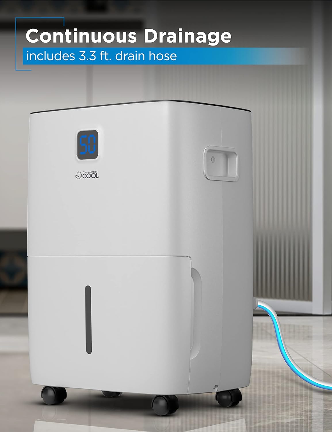 COMMERCIAL COOL 35 Pint Dehumidifier with Adjustable Humidistat, Portable, Home & Kitchen, Basement Use, 3000 Sq. Ft.