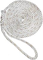 New England Ropes 3/8" Premium 3-Strand Dock Line - White w/Tracer - 15'
