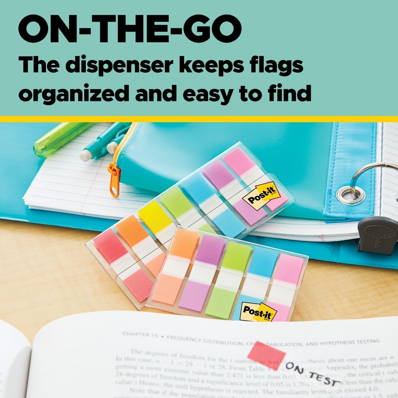 Post-it Flags Combo Pack, 4 On-The-Go Dispensers/Pack, 120 .94 in Wide and 200 .47 in Wide Flags