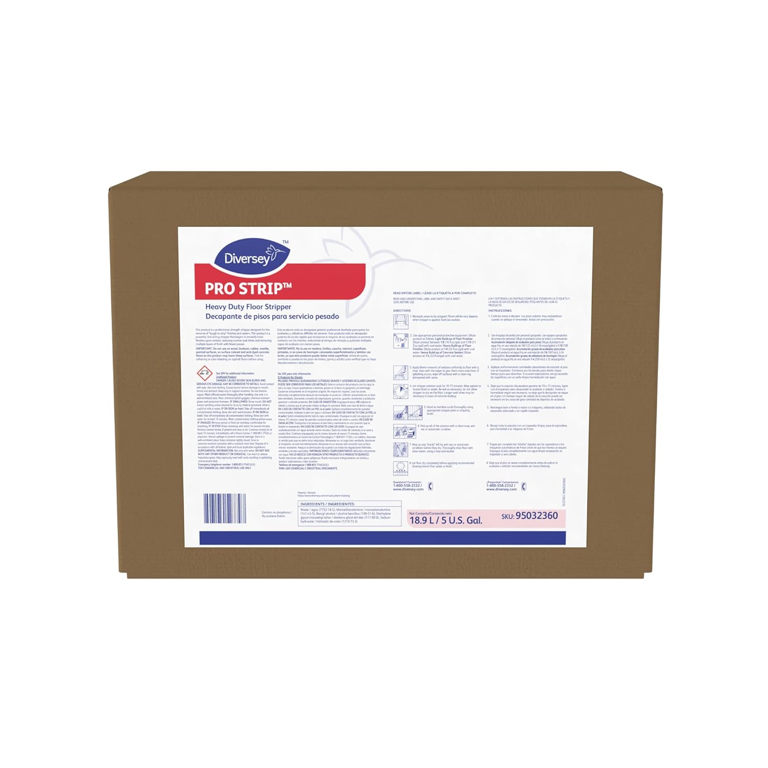 Diversey Pro Strip Heavy-Duty Floor Stripper, Cherry Almond Scent, 5 Gallon Container