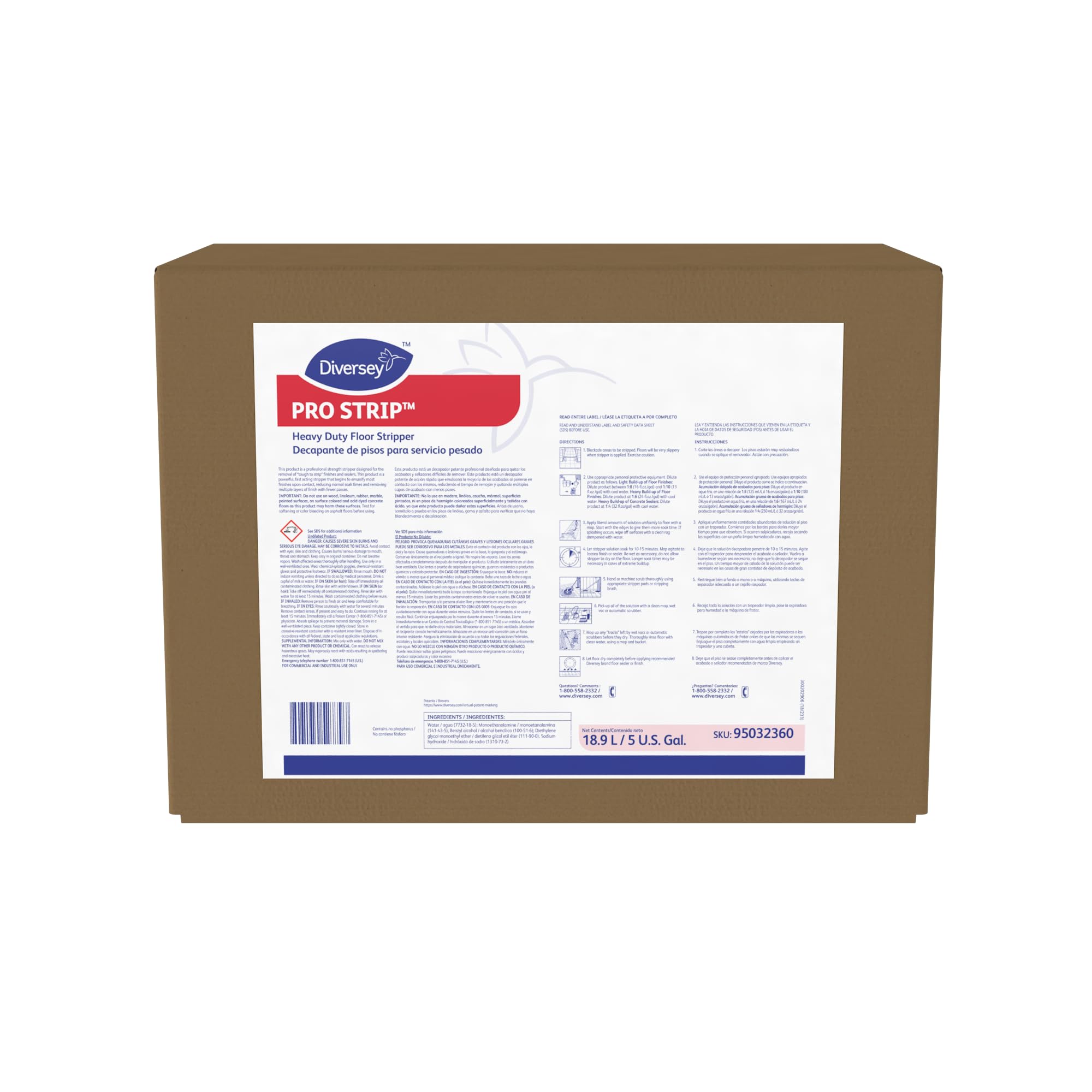 Diversey Pro Strip Heavy-Duty Floor Stripper, Cherry Almond Scent, 5 Gallon Container