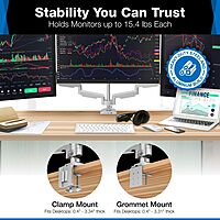 Mount-It! Triple Monitor Mount with USB and Audio Ports, 3 Monitor Desk Mount