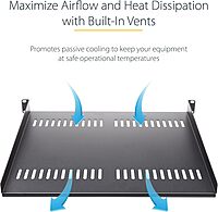 StarTech.com 1U Vented Server Rack Cabinet Shelf - Fixed 10in Deep Cantilever Rackmount Tray for 19in Data/AV/Network