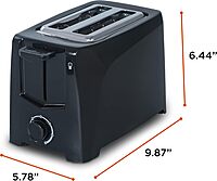 Commercial Chef 2-Slice Toaster, 6-1/2inH x 9-7/8inW x 5-13/16inD, Black