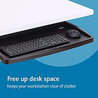 Kensington Keyboard Tray Under Desk, SmartFit Ergonomic Slide-Out Keyboard Drawer with Cable Management, Extra-Wide Height Adjustable Keyboard Holder, 24.5" x 11.75", Black K60004US