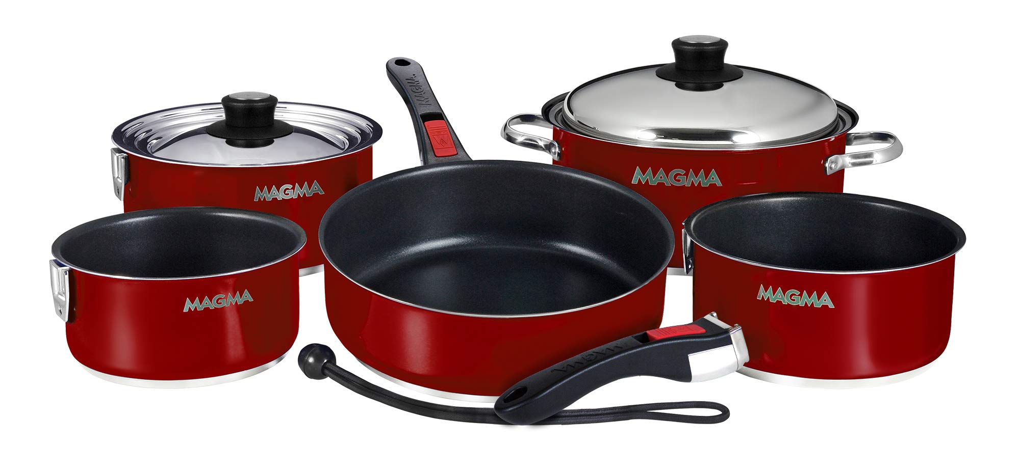MAGMA 10 Piece Nesting Stainless Steel Cookware Set with Ceramica Non-Stick