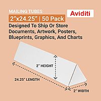 AVIDITI Long Triangular Cardboard Boxes, 24.25"L x 2"W x 2"H, Pack of 50 | Poster Tube for Mailing and Storage of Blueprints