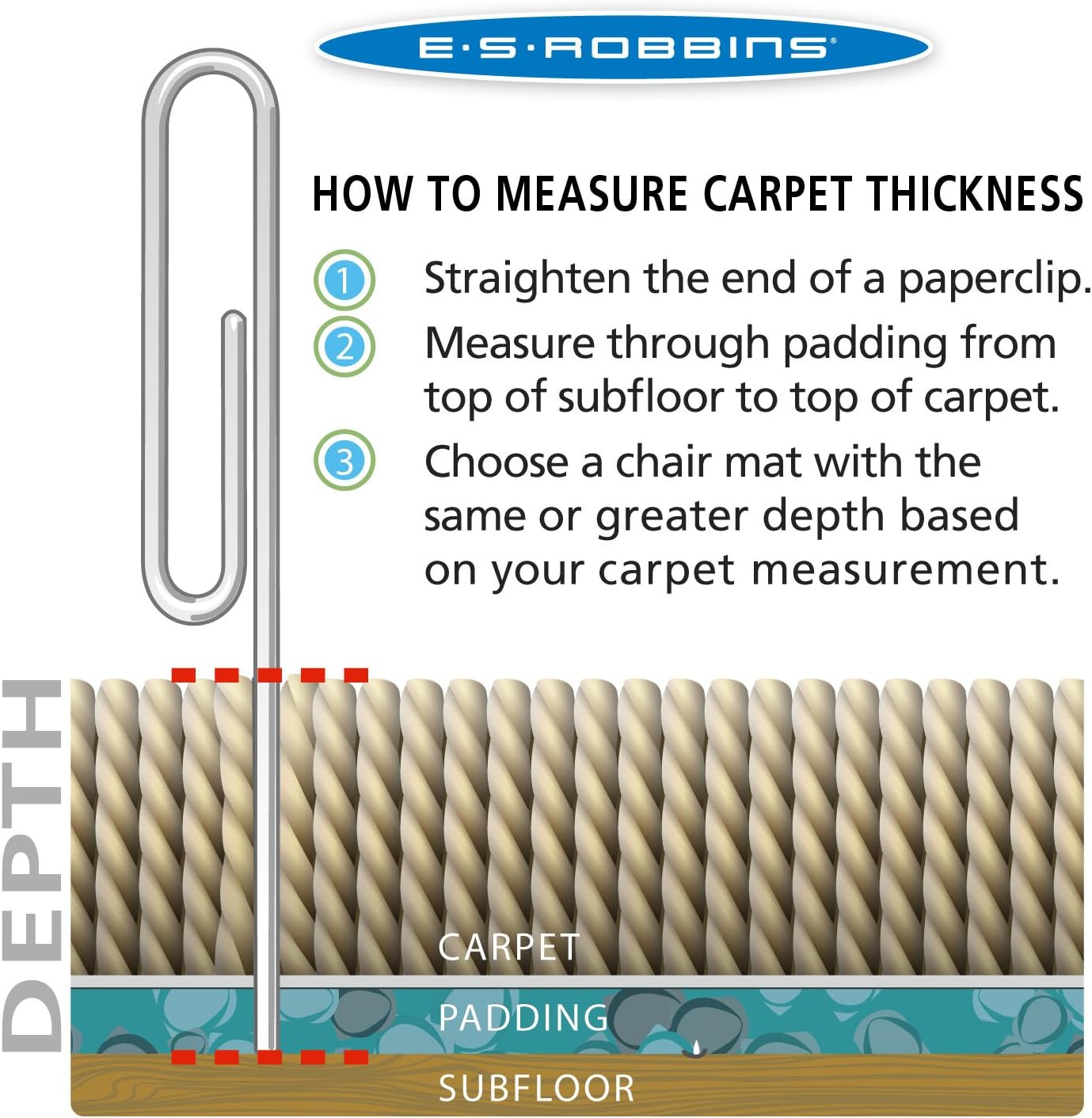 ES ROBBINS Chair Mat for Medium Pile Carpet with Lip, Crystal Edge