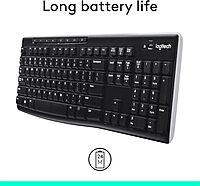Logitech K270 Wireless Keyboard for Windows, 2.4 GHz Wireless, Full-Size, Number Pad, 8 Multimedia Keys, 2-Year Battery Life, Compatible with PC, Laptop, Black Black 1 Pack Keyboard