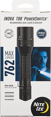 Nite Ize INOVA T8R PowerSwitch Rechargeable Dual Color Flashlight - Tactical LED Flashlight for First Responders & Law Enforcement - PowerSwitch Flashlight with Dual Power Sources