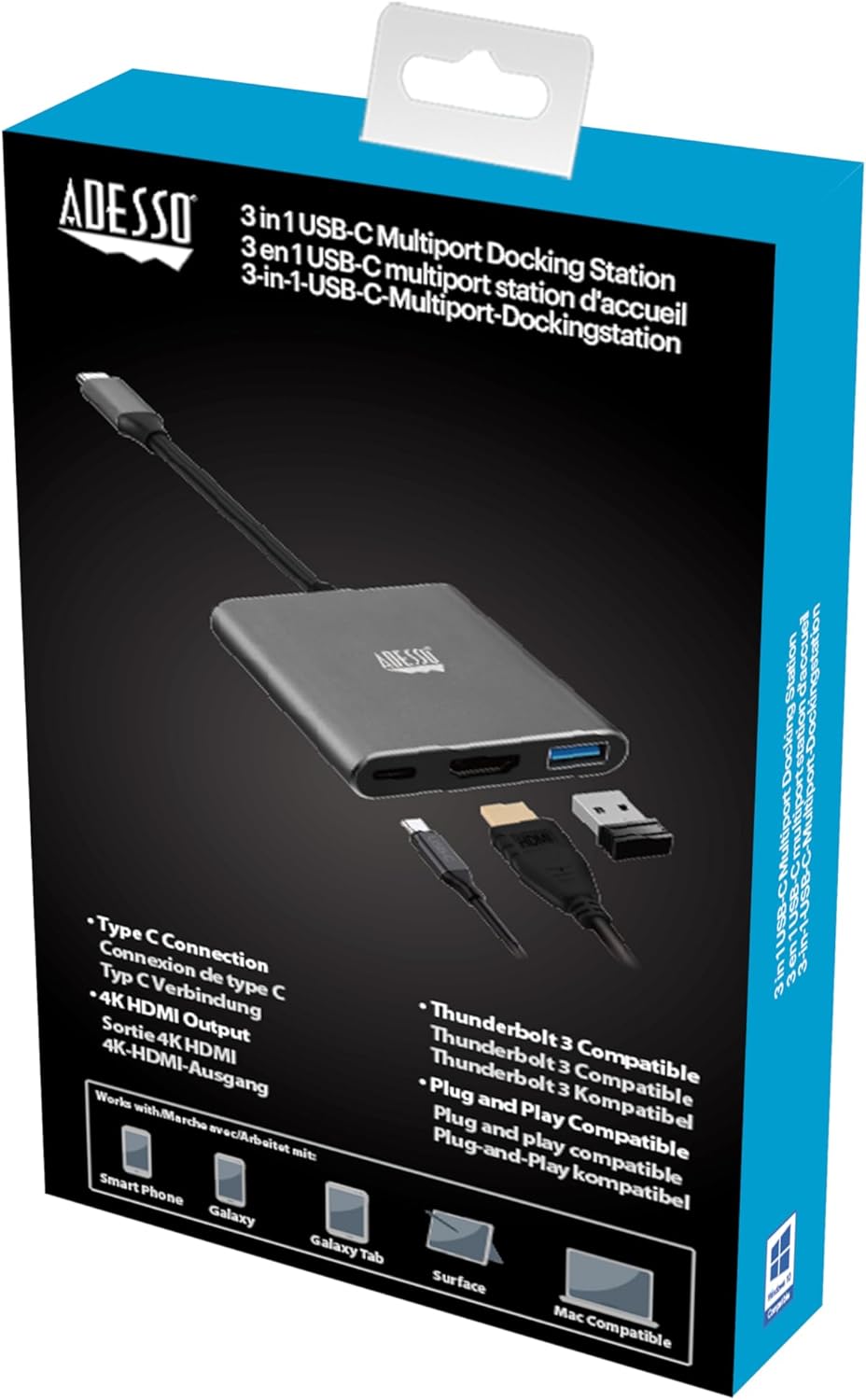 ADESSO AUH-4010 USB-C Docking Station - 4K HDMI, 100W PD