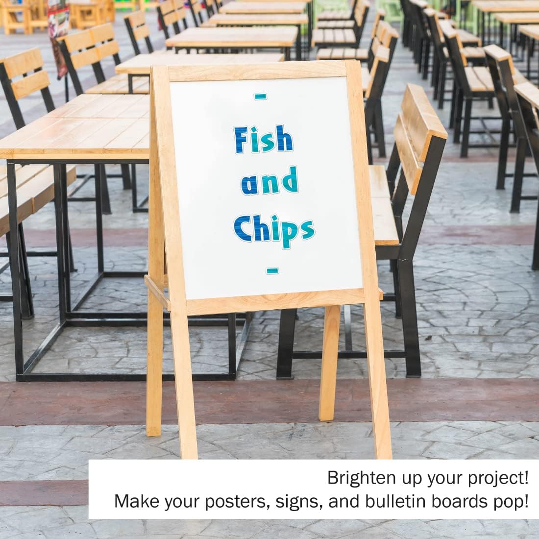 BARKER CREEK Letter Pop-Outs, 4" Sea & Sky, Multicolor Designer Letters for Bulletin Boards, Breakrooms, Reception Areas