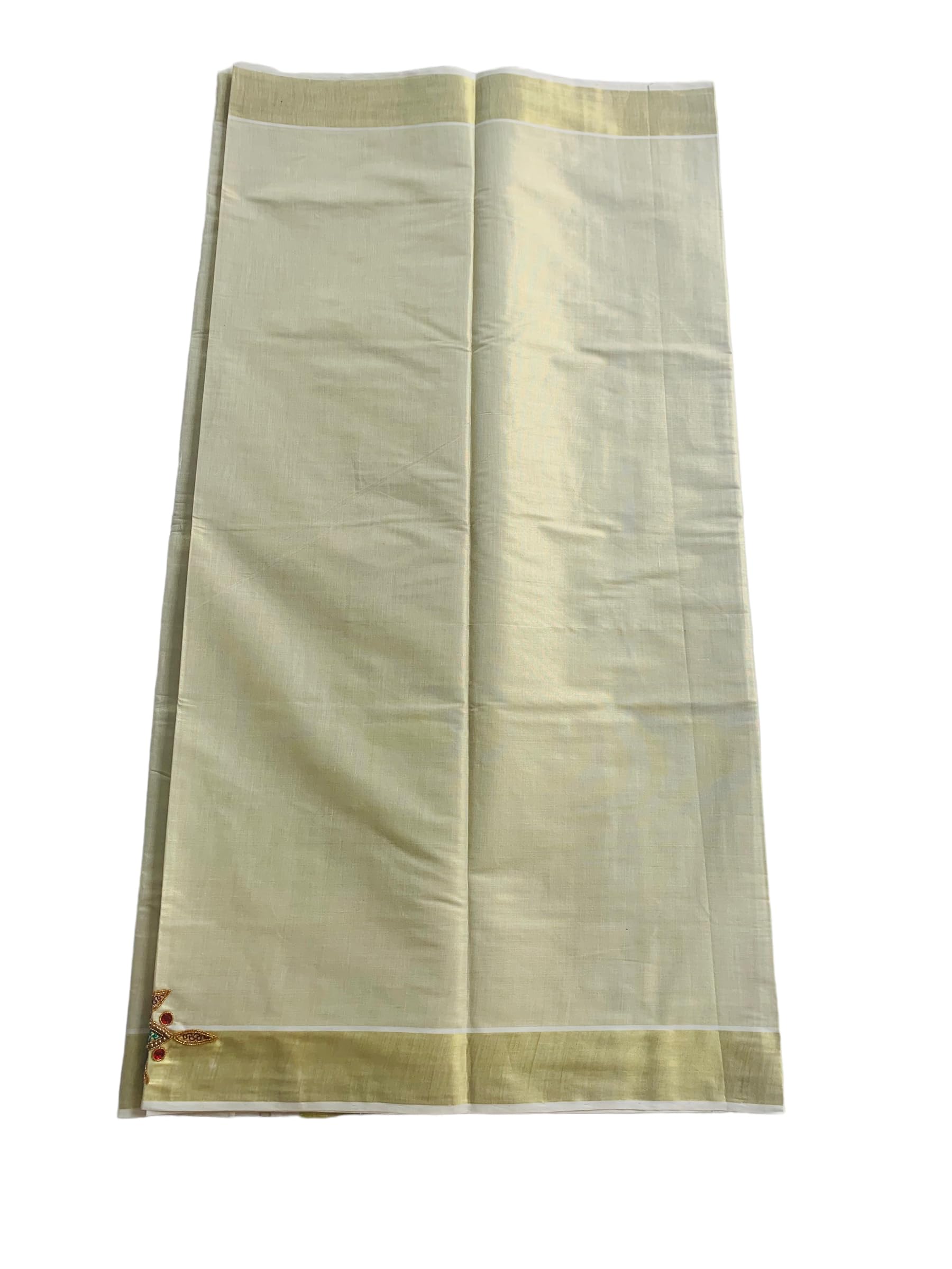 Kuthampully Kerala Kasavu Saree Tissue | Traditional South Indian Saree | Designer Indian Saree | Onam Saree - EKM-810 (Green)