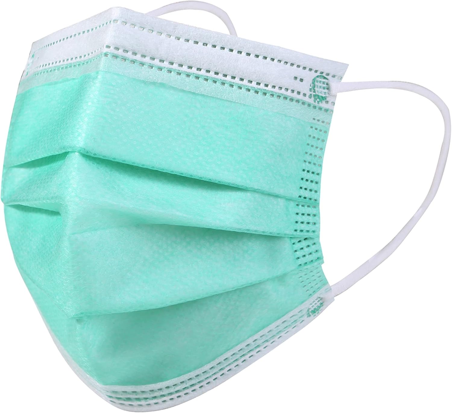 Kata 3-Ply Pleated Disposable Children's Face Masks, One Size, Green, Box Of 50 Masks