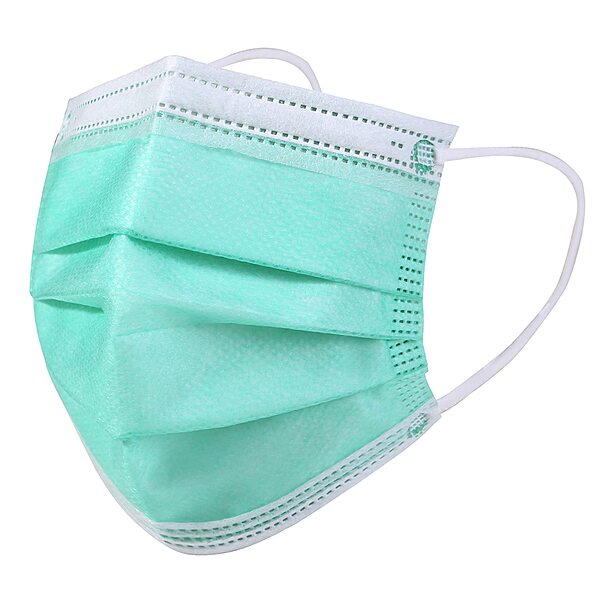 Kata 3-Ply Pleated Disposable Children's Face Masks, One Size, Green, Box Of 50 Masks