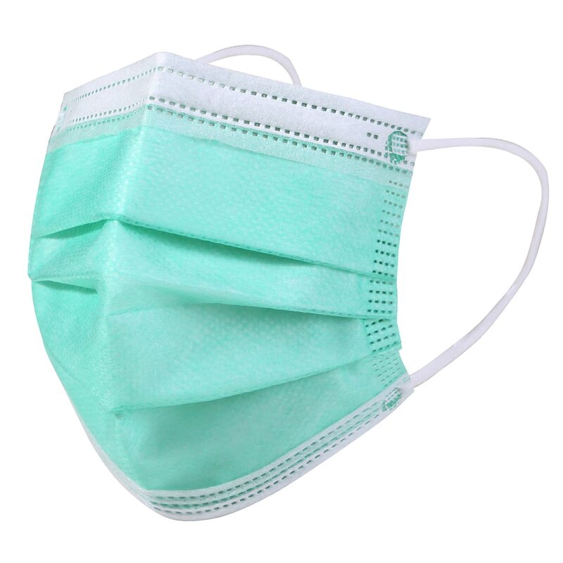 Kata 3-Ply Pleated Disposable Children's Face Masks, One Size, Green, Box Of 50 Masks