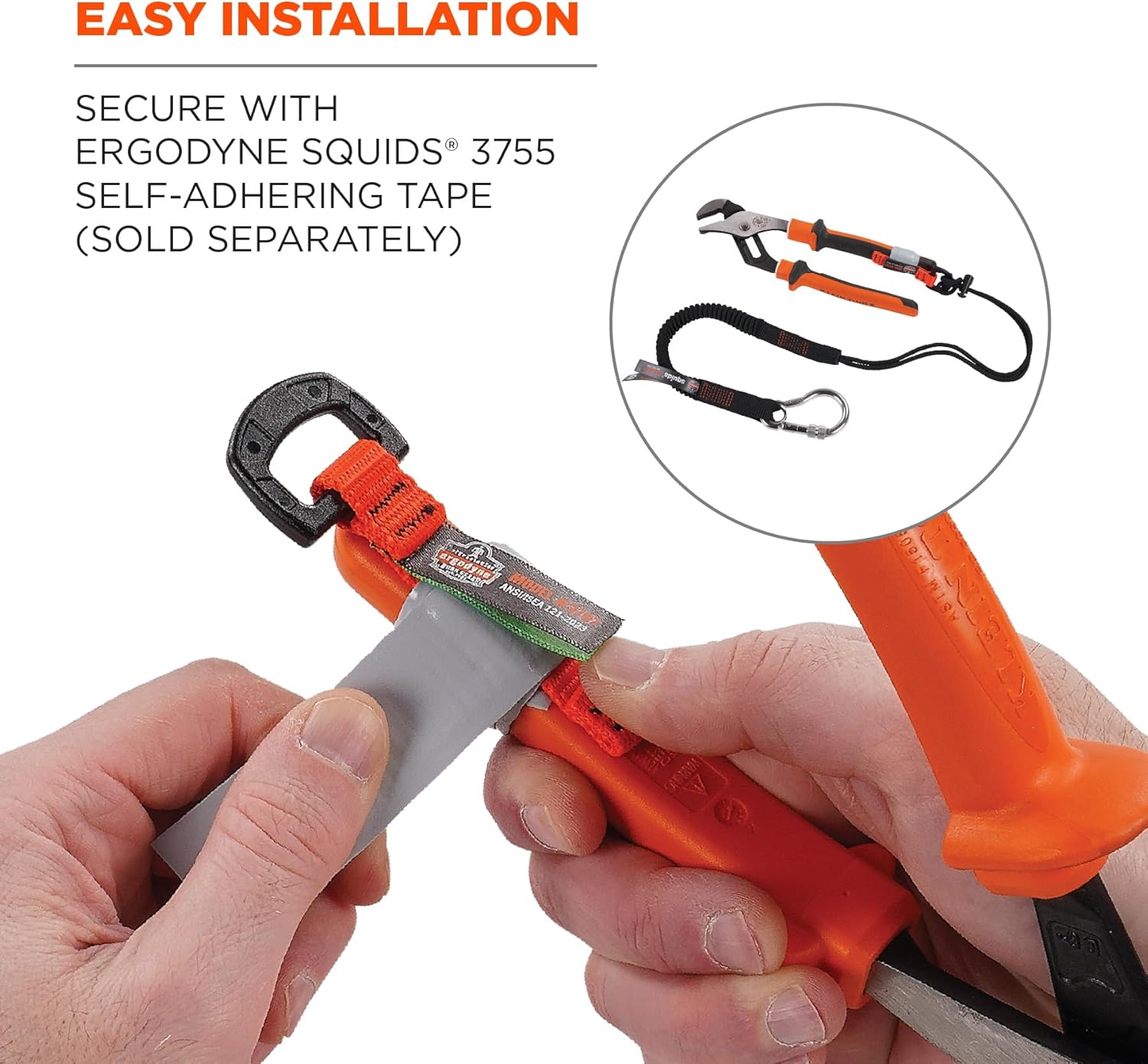Ergodyne Squids 3707 Tool Tethering Attachment for Hand Tools, Non Conductive D-Ring, 2lbs Weight Rating, 6-Pack