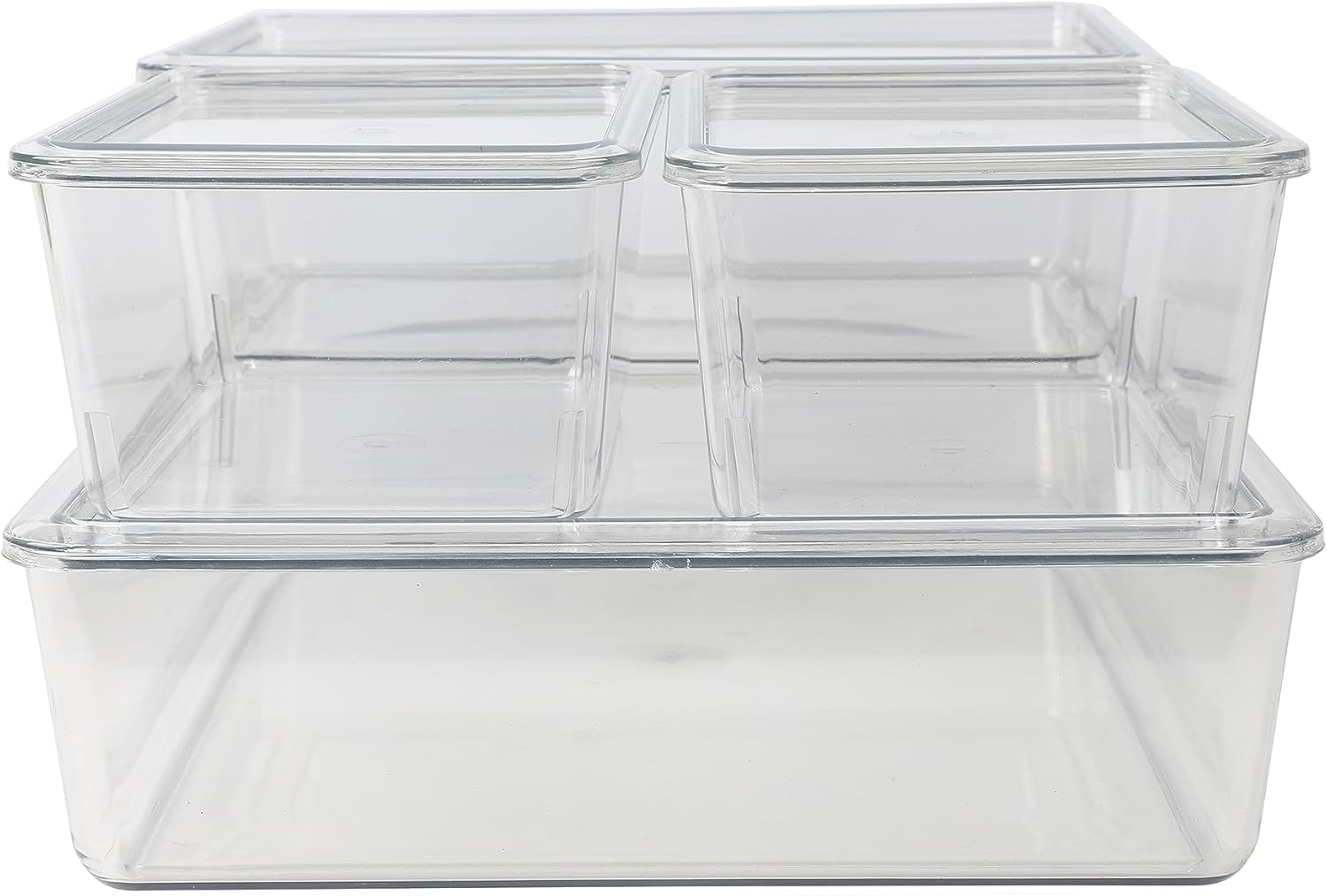 Martha Stewart Brody Plastic Storage Organizer Bins with Lids for Home Office, Kitchen, or Bathroom, 8 Pack