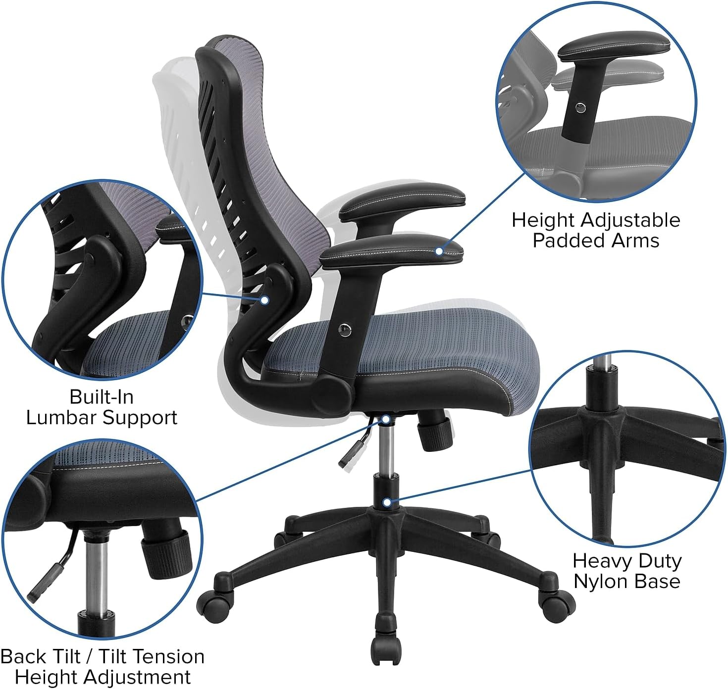FLASH FURNITURE Kale High Back Designer Mesh Executive Swivel Ergonomic Office Chair