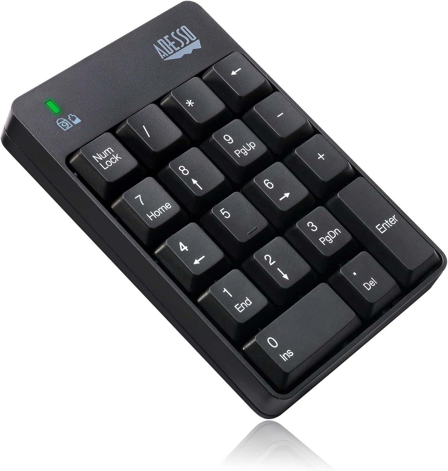 Adesso Wireless Spill Resistant 18-Key Numeric Keypad - Wireless Connectivity - RF - 30 ft - 2.40 GHz - WKB-6010UB