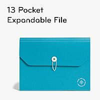 U Brands U-Eco 13 Pocket Poly Expandable File, 8.5" x 11", Brights, Protective Flap with Button/Elastic Closure