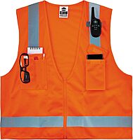 Ergodyne GloWear 8249Z Hi-Vis Surveyor Safety Vest, Solid Front Mesh Back, Type R Class 2
