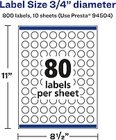 Avery Durable Waterproof Round Labels, Sure Feed Technology, 0.75" Diameter, Print-to-The-Edge