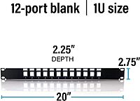 C2G 12-Port Patch Panel - Blank 1U Keystone Panel For Ethernet Cables - Works With Almost Any Snap-In Jack Including Cat6