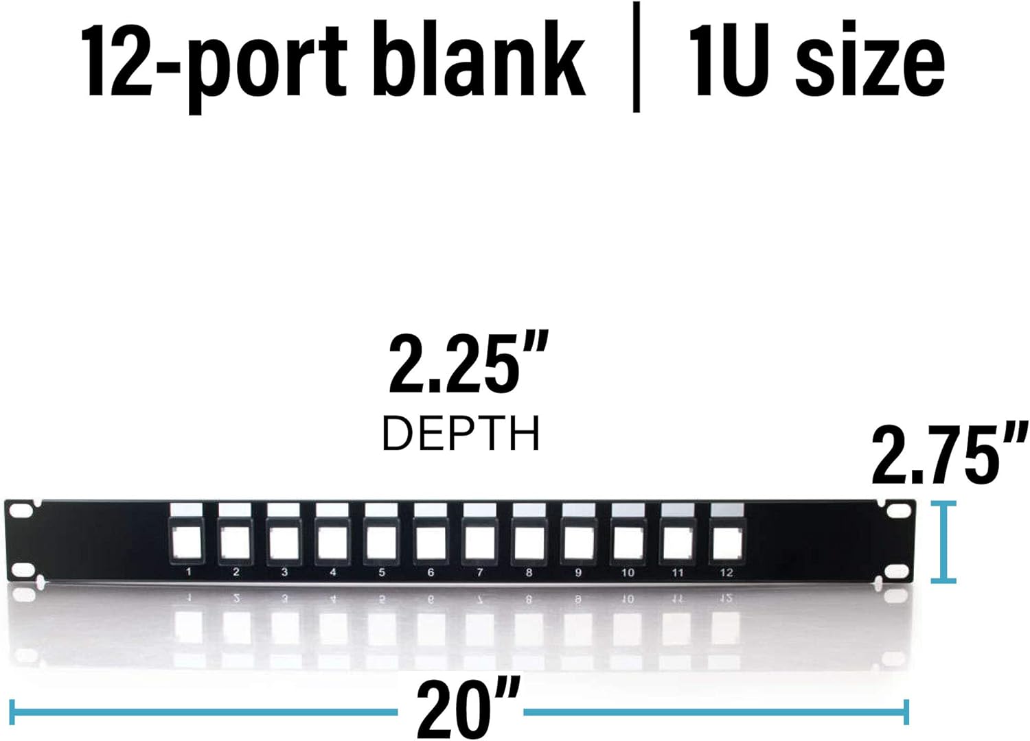 C2G 12-Port Patch Panel - Blank 1U Keystone Panel For Ethernet Cables - Works With Almost Any Snap-In Jack Including Cat6