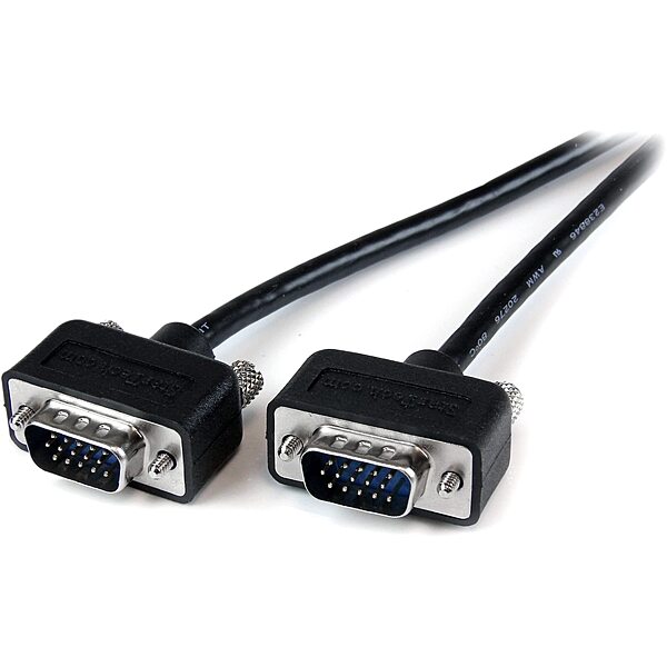 StarTech.com 10 ft. (3 m) VGA to VGA Cable - HD15 Male to HD15 Male - Coaxial High Resolution - Low Profile - VGA Monitor Cable (MXT101MMLP10) , Black