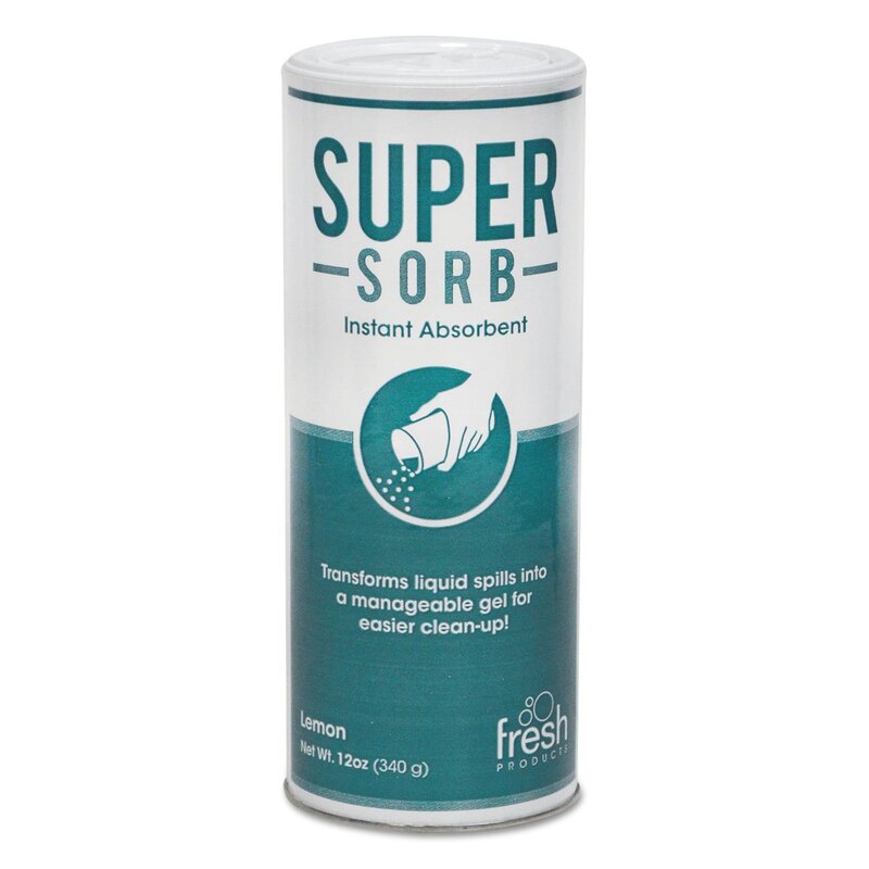 Fresh Products 614SSBX Super-Sorb Liquid Spill Absorbent, Powder, Lemon-Scent, 12 oz. Shaker Can, Box of 6 (FRS614SSBX)