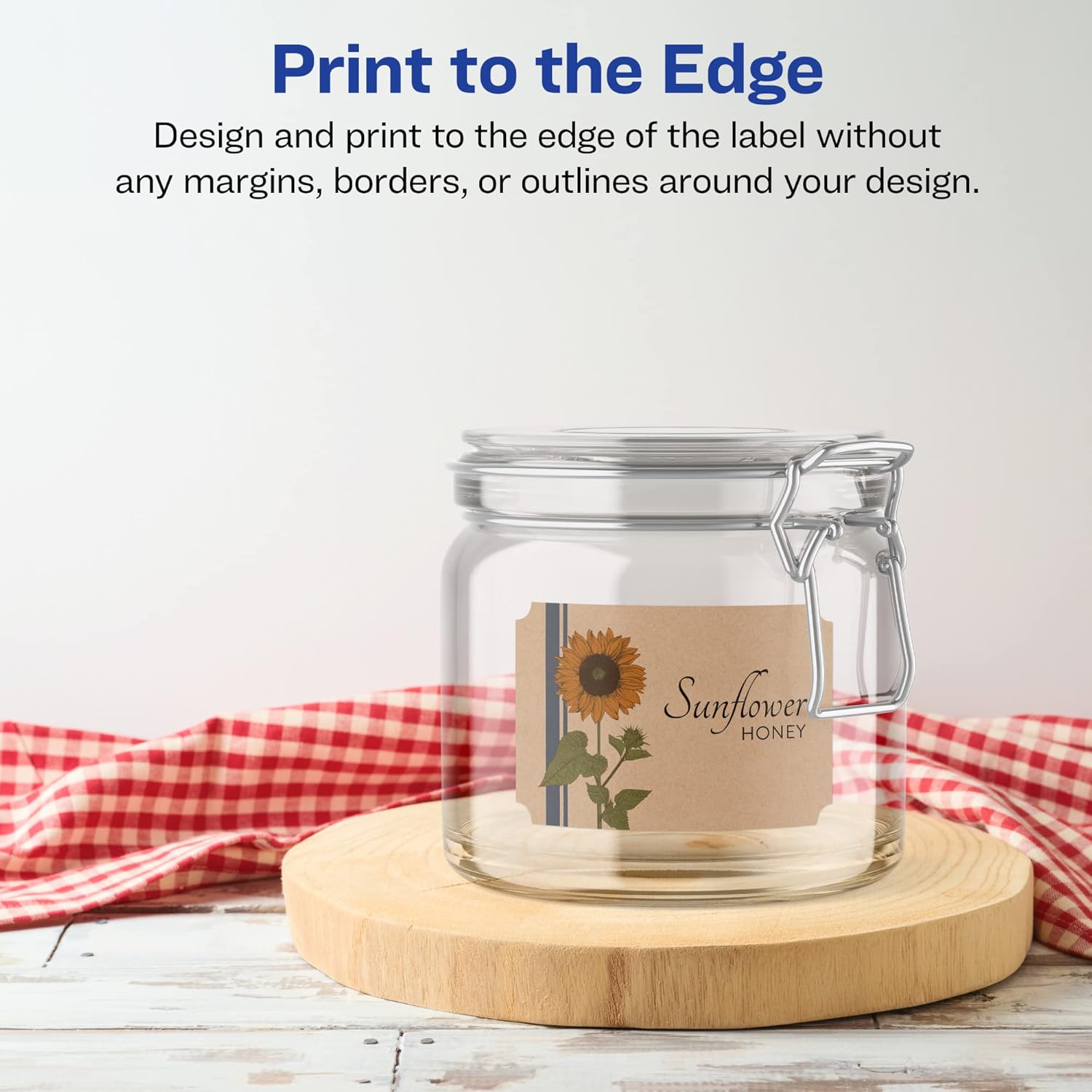 Avery Kraft Brown Rectangle Scalloped Labels, Sure Feed Technology, 2" x 3", 120 Kraft Brown Labels, Print-to-The-Edge
