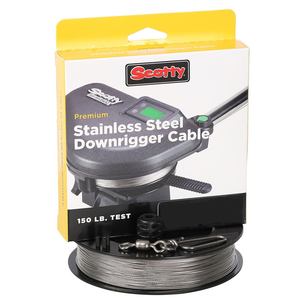 Scotty #1001K Premium Stainless Steel Replacement Downrigger Cable with Kit (300 Feet), Small, black