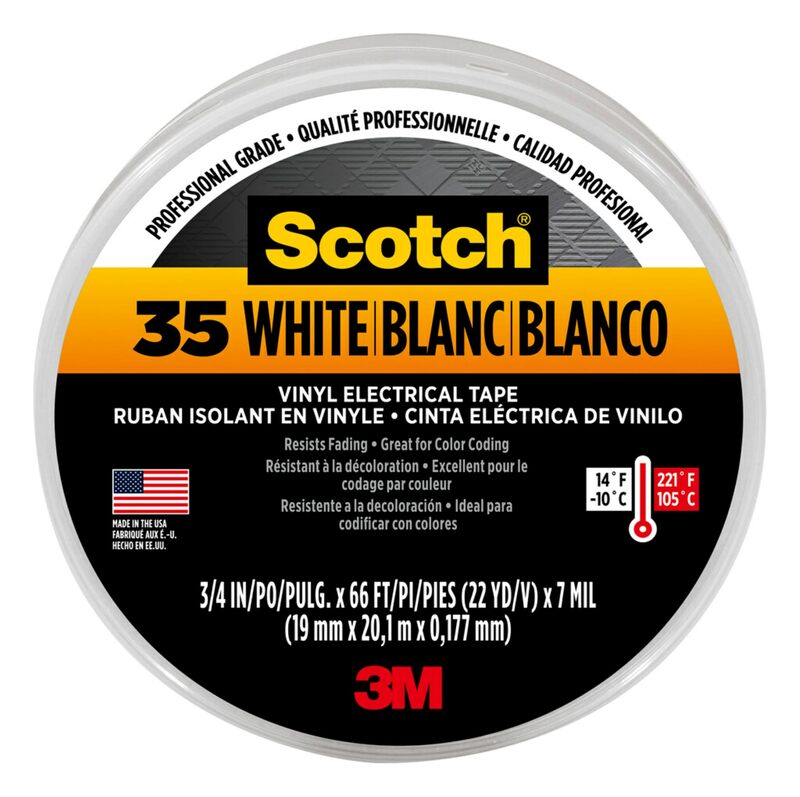 3M Safety 10828 10828-DL-2W Electrical Tape, 3/4" by 66', White, 66 Foot