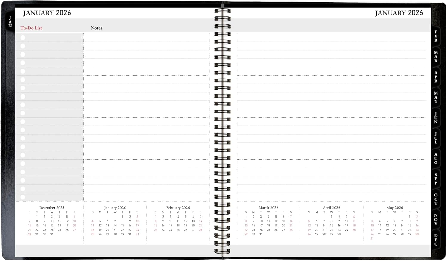 Office Depot Brand Monthly Planner, 9" x 11", Black, January 2026 to January 2027, OD71060026