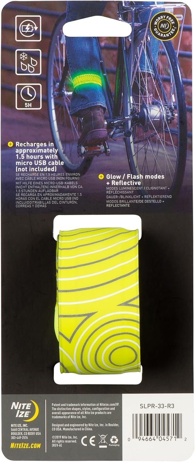 Nite Ize SlapLit Rechargeable LED Slap Wrap - Light-Up Band for Wrists or Ankles