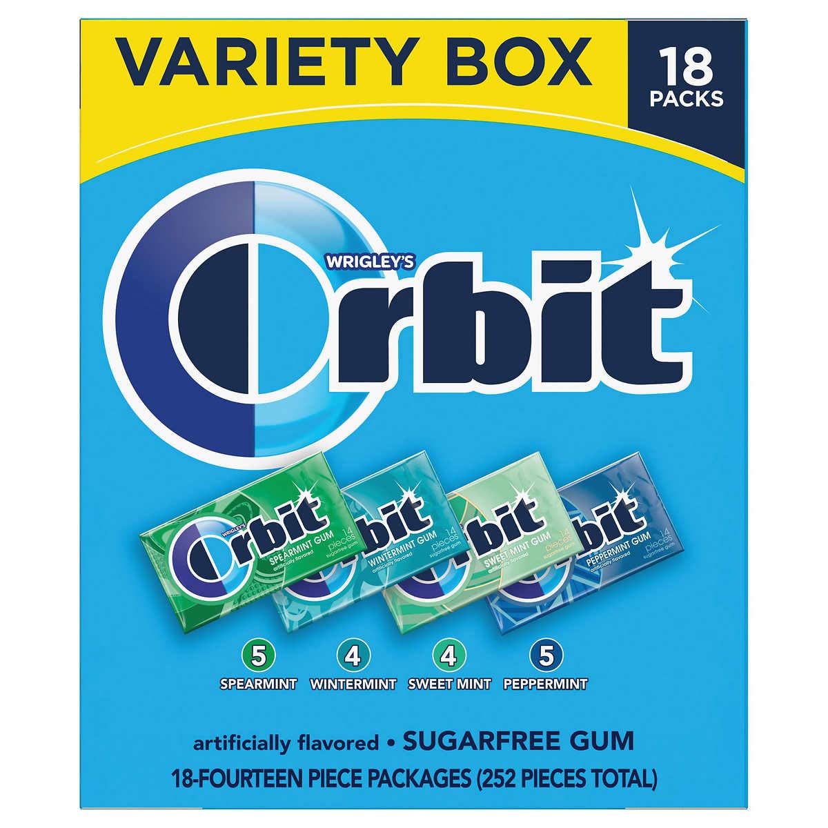 Orbit Sugarfree Gum 18 Pack Mint Variety Box
