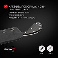 BÖKER PLUS® Epic small fixed-blade pocket knife with 3.7 inch D2 blade - EDC knife with G10 handle and Kydex sheath - Bird & Trout - gift box