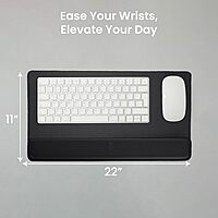 OTM Essentials 22" Foam Keyboard Wrist Rest, Non-Slip Base, Lycra Exterior, Foam Padding Interior, Optimum Wrist Support, Black