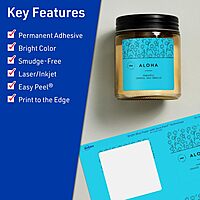 Avery Printable Square Labels, Sure Feed Technology, 3" x 3", Bright Blue Labels, Print-to-The-Edge, Laser/Inkjet Printable, 60 Total, Great for Jars and Packaging 60 labels
