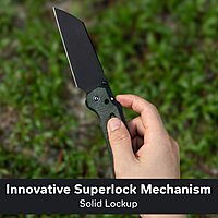 CIVIVI Buster FG Larger Pocket Knife, Superlock Folding Knife for Men Women with 4.2 in Nitro-V Blade Micarta Handle, Designed by Snecx Tan C24052-3 (Green)