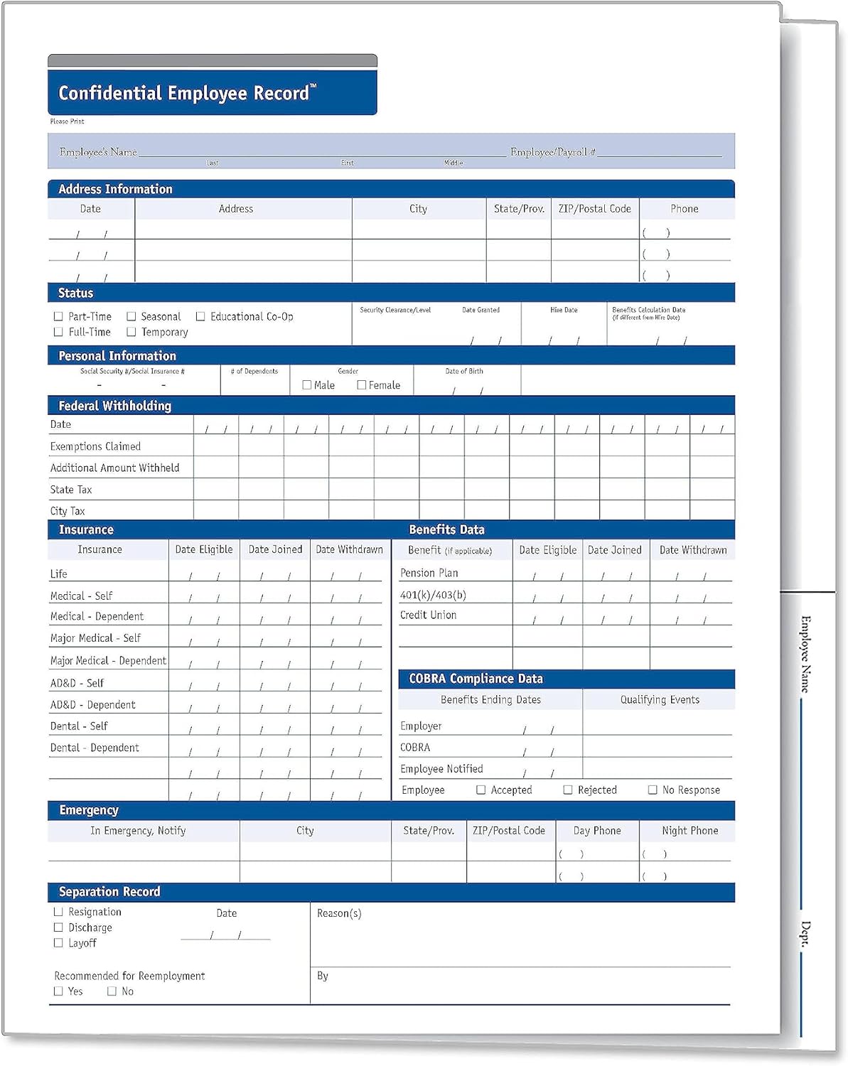 ComplyRight Confidential Employee Record Folders, 11 3/4in x 9 1/2in, Pack Of 25