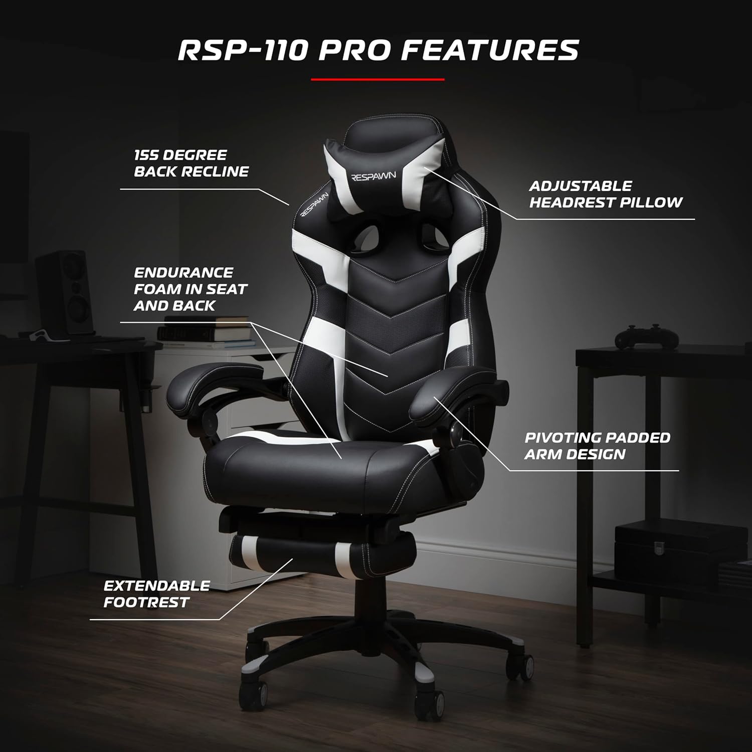 RESPAWN 110 Pro Ergonomic Gaming Chair with Footrest