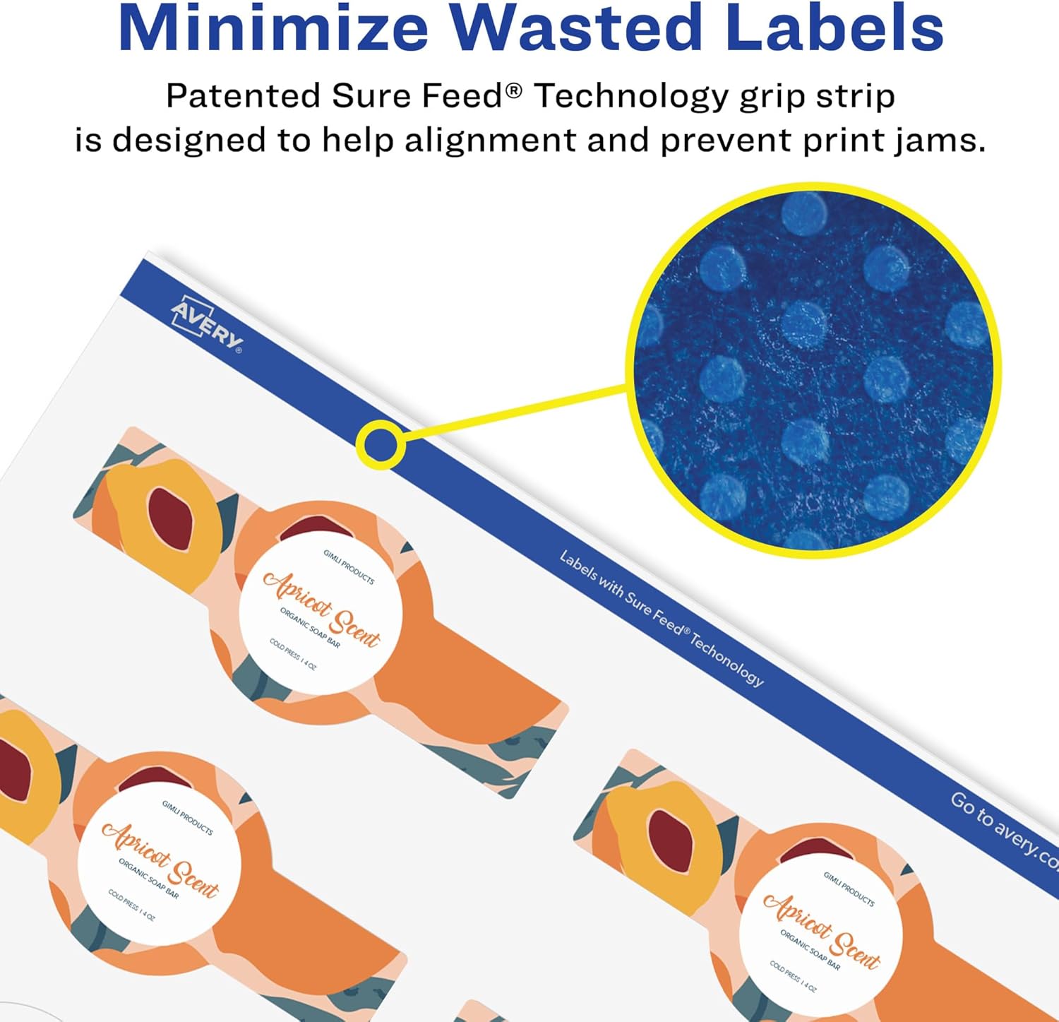 Avery Matte White Removable Wraparound Band Labels, Sure Feed Technology, 1.5" x 3.5", Print-to-The-Edge